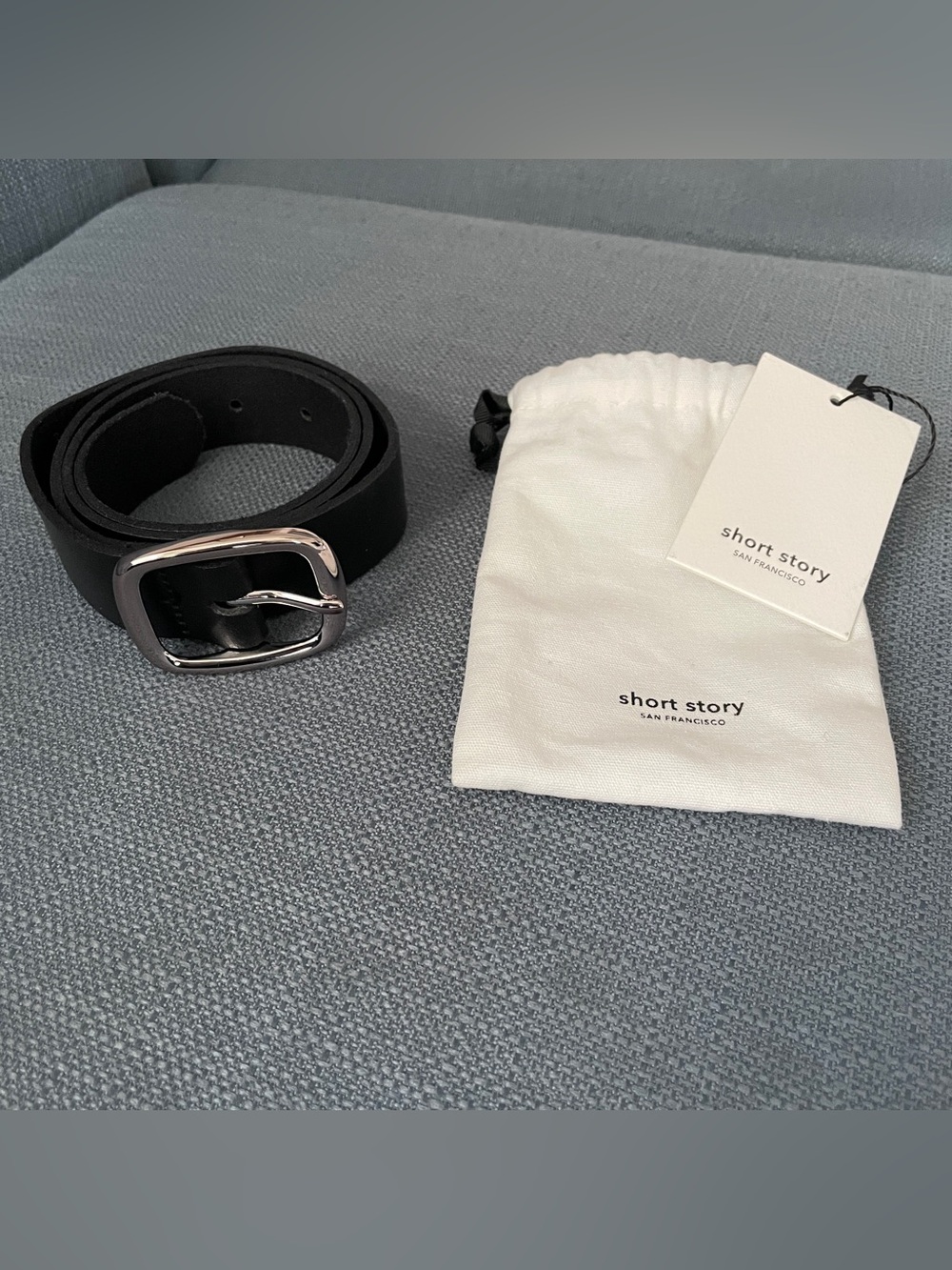 NEW Short Story Black Leather Women’s Belt with Silver Buckle